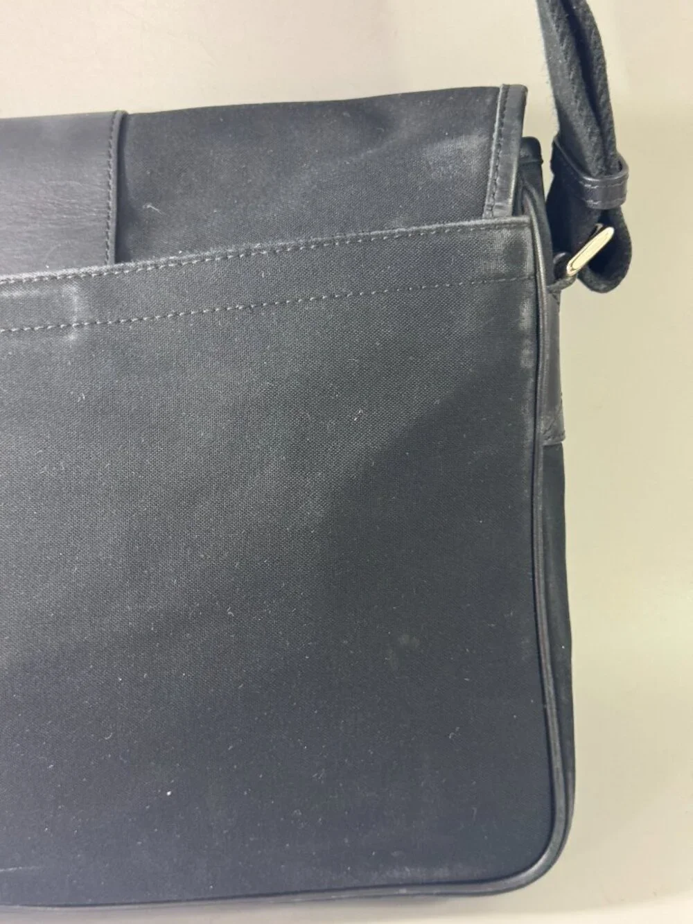 Authentic Coach #6411 Black Canvas with Leather Accents messenger Bag